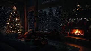 🎄Christmas Atmosphere on a Cozy Room | Crackling Fire & Howling Wind for Deep Sleep