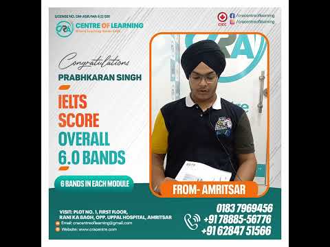 Congratulations to our student Prabhkaran Singh for achieving desired band scores in first attempt