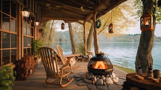 Spring Morning in Cozy Forest Ambience with Relaxing Birdsong, Lake Waves and Campfire Sounds