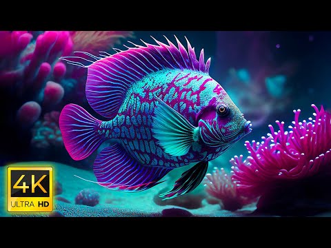 Aquarium 4K VIDEO (ULTRA HD) - Sea Animals With Relaxing Music - Rare & Colorful Sea Life Video