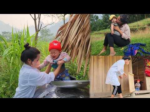 Single father,harvesting papaya to sell,wife selling bananas at the market,The girl harmed her child