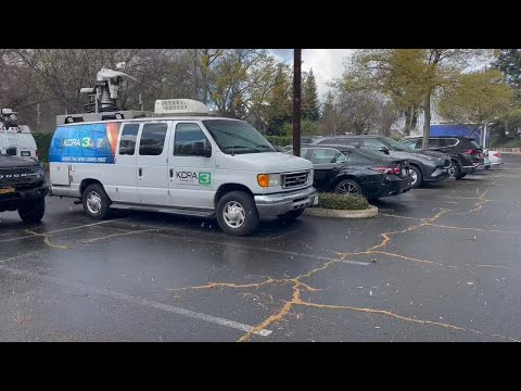 RAW | Hail falls in the KCRA 3 parking lot in Sacramento