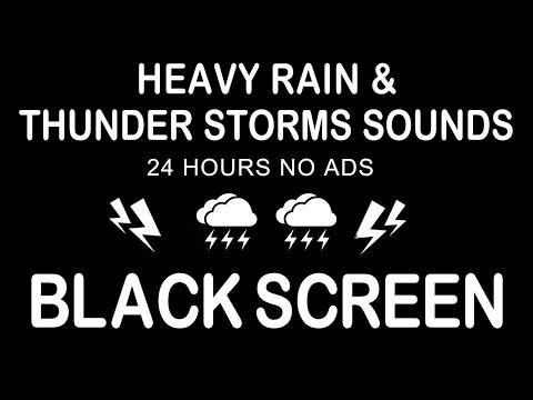 Fall Asleep Instantly with Heavy Rain & Thunderstorm | 12 Hours Black Screen for Deep Sleep Serenity