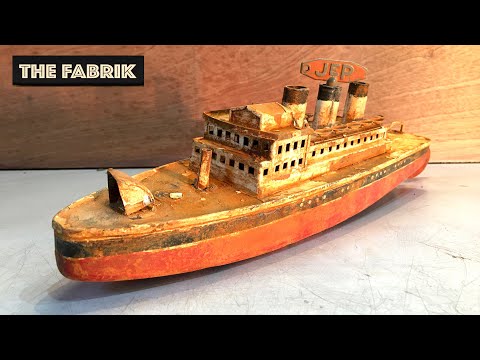 Abandoned rusty toy - Antique JEP boat 1930 - Full restoration