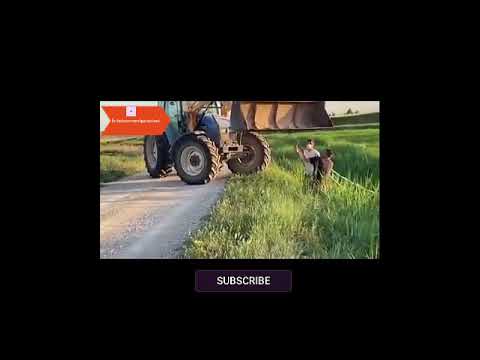 Little girl and her funny chicken,Funny car rescue by tractor