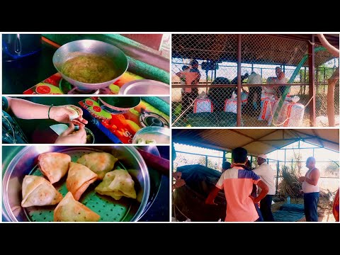 गावाकडचे सकाळचे वातावरण | street style mini samosa recipe| हार्वेस्टरने काढलेले गहू मोजून नेले