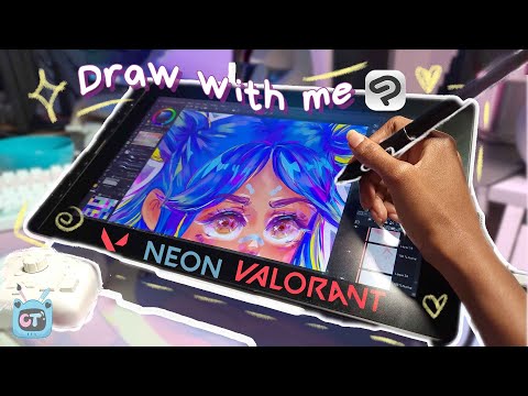 Neon Valorant Fanart on Clip Studio Paint using Huion Kamvas 16