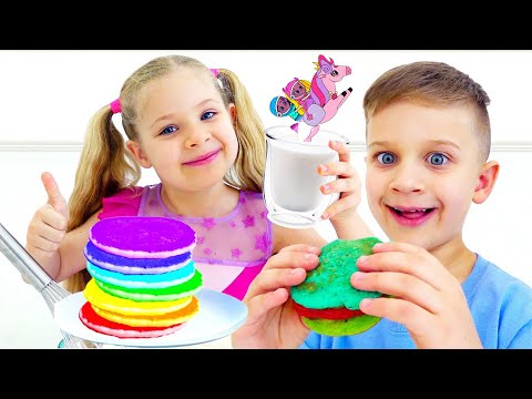 Diana and Roma's Rainbow Pancakes Adventure!