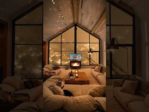 Soothing Snowfall and Fireplace Sounds for Winter Relaxation.