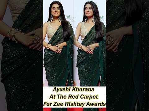 Ayushi Khurana Looking Gorgeous In Green Saree at Zee Rishtey Awards 2025 #saree #bollywood #fashion