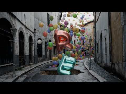 Colorful balloons come out of the ground, Blender animation, physics simulation