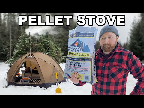 All Night Warmth Using Hot Tent Pellet Stove | Winter Hot Tent Camping