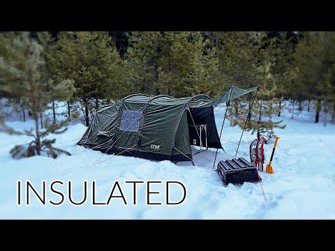 Winter Camping in INSULATED Tent | Snow and Freezing Temps