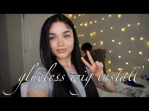 glueless wig install | how i style my glueless wig to look realistic || aligrace hair