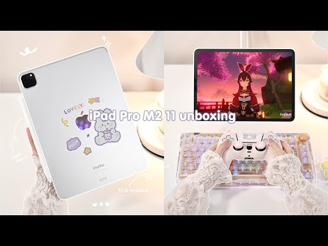 NEW M2 iPad Pro 11" Sliver✨ aesthetic unboxing｜paperlike｜accessories｜Genshin Impact💜