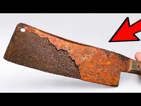 Rust is peeling this Cleaver - Restoration ( with Carbon Fiber Handle)