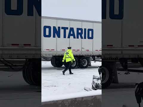 Snowing,  Icy road causes problems in Canada