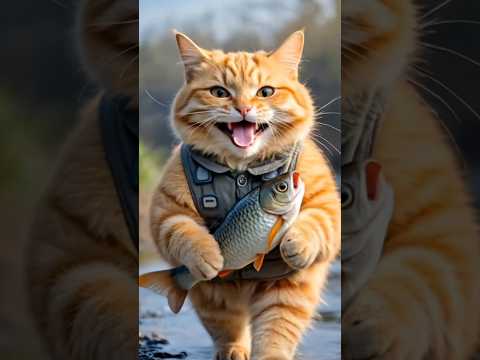 मोटे बिल्ले ने पकड़ा प्यारी मछली को||CAT NE PAKDA FISH KO||BILLI NE PAKDA MACHLI KO#animals #funny