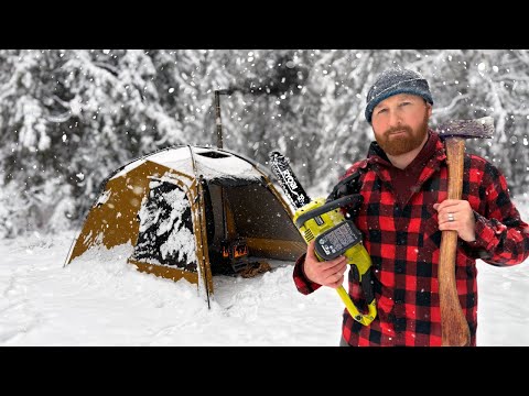 Surviving a Winters Night in a Hot Tent | Cozy Winter Camping