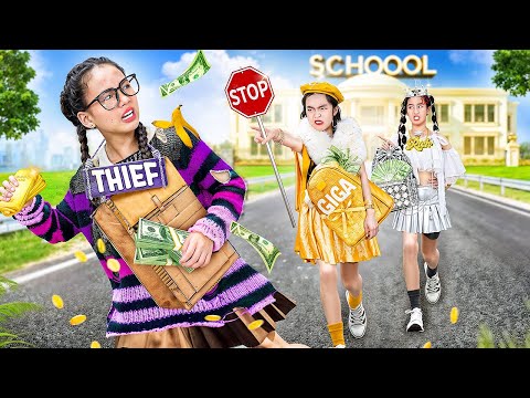 Poor Vs Rich Vs Giga Rich Student at School! New Girl Is A Thief