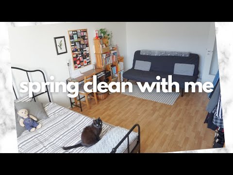 Spring clean with me 🌿 deep cleaning and decluttering my studio apartment