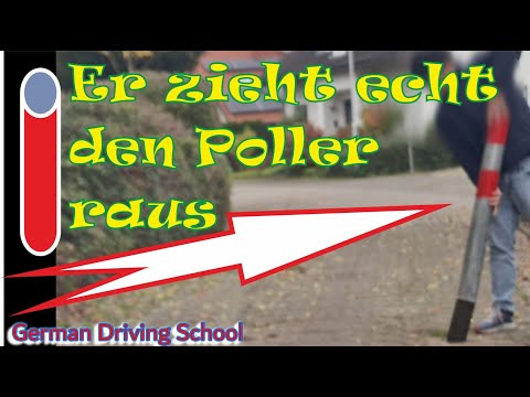 Driving student pulls bollard out of the ground to avoid having to reverse - German Driving School