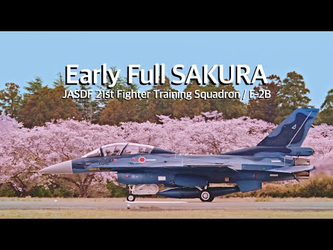 [百里基地] 桜満開!! 訓練生の操縦する松島基地のF-2Bがダイバートで降りてきた　JASDF 21st Fighter Training Squadron / F-2B