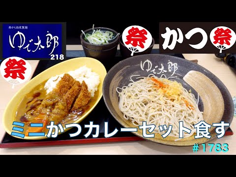 【ゆで太郎】N0.128.   かつ祭　ミニかつカレーセットを冷たいぶっかけで食す　　＃1783