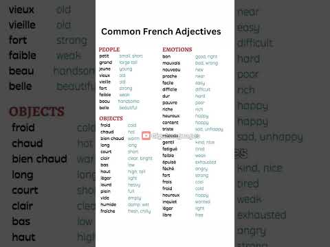 Common French Adjectives #LearnFrench #FrenchLesson