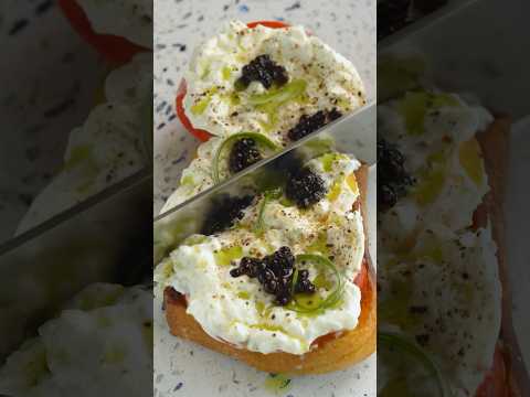 Balsamic Caviar Caprese Toast