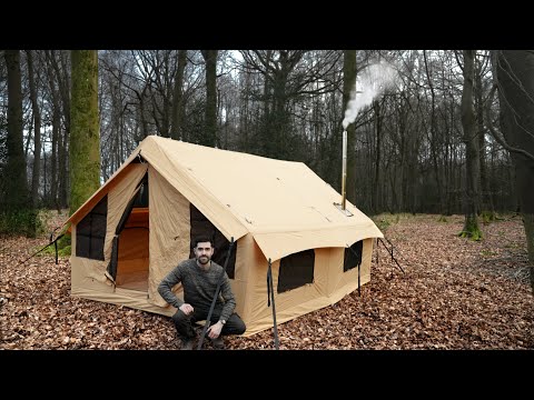 Inflatable 'House' with Woodstove: Camping in Largest Tent I own