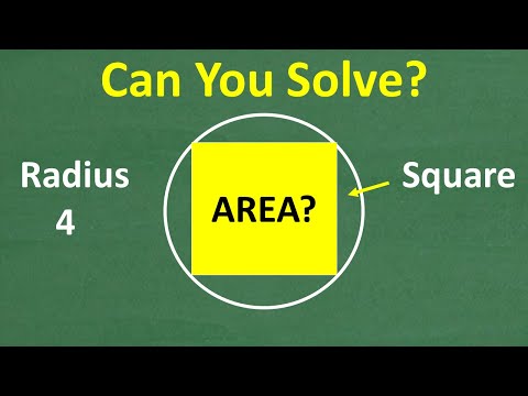 This square is inscribed in a circle with radius = 4, can you find the area of the square?