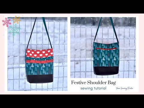 festive shoulder bag - simple shoulder bag with zipper pockets - sewing tutorial