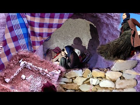 The stone architecture of a nomadic mother at the entrance to her cave