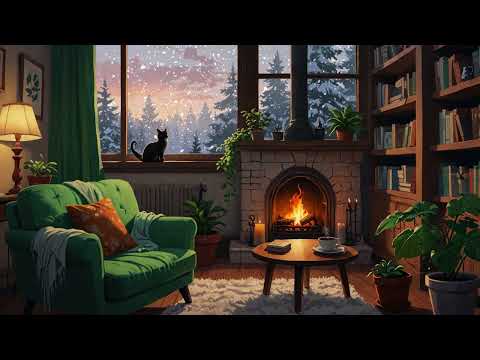 ❄ Winter Chill Vibes with Fireplace | Lofi Beats & Snowfall for Ultimate Relaxation 🔥