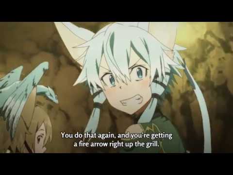 Sword Art Online II - Kirito grabs Sinon's tail