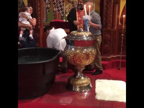 Greek Eastern Orthodox Baptism of Father & Son Adult Male Baptism Fully Emerged in Water Ceremony