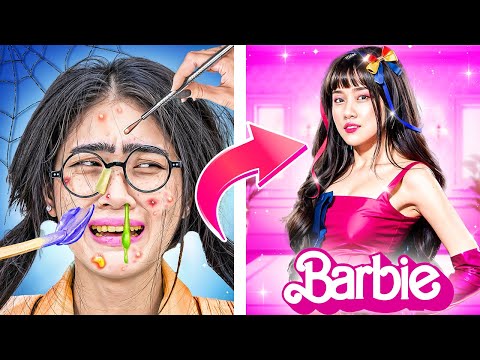 Nerd Girl Extreme Makeover To Barbie Popular! Nerd Girl Vs Mean Girl At School