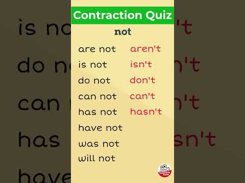 English Grammar Quiz - Negative Contractions with Not