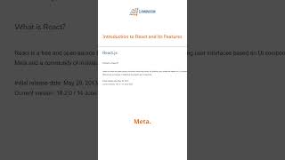 Introduction To React And Its Features
