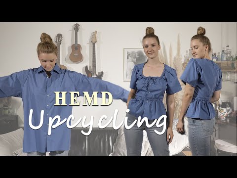 DIY HEMD UPCYCLING 1 | aus altem oversized Hemd eine trendy Bluse nähen, Puffärmel und Volant