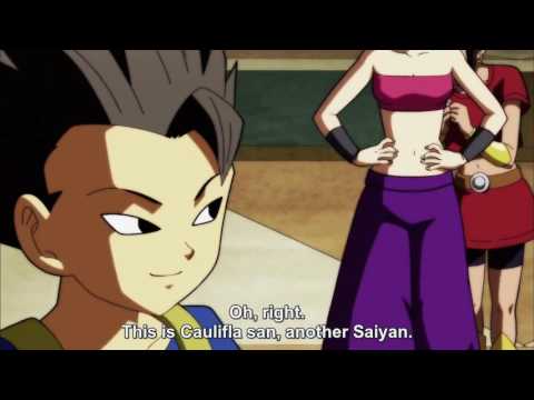 Goku and Vegeta meets Caulifla and Kale from universe 6 DBS E96