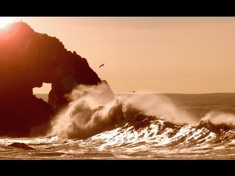 Relaxing Ocean Waves Crashing on Rocks - 1 hour- peaceful music, calming,