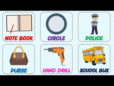 English Vocabulary with Picture for Kids | Learn School Items, Colours, Shapes, Accessories, Tools