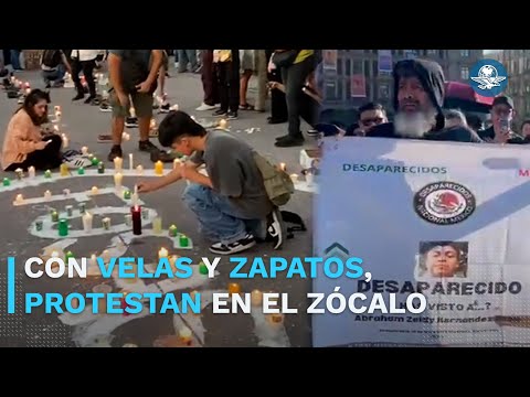 Protestan en el Zócalo de la CDMX por caso Teuchitlán; recrean el Rancho Izaguirre