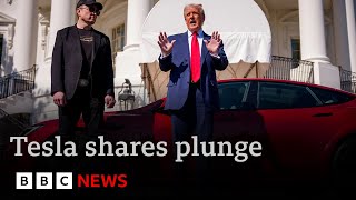 Tesla shares plunge as Elon Musk’s company raises alarm about Trump’s trade tariffs | BBC News