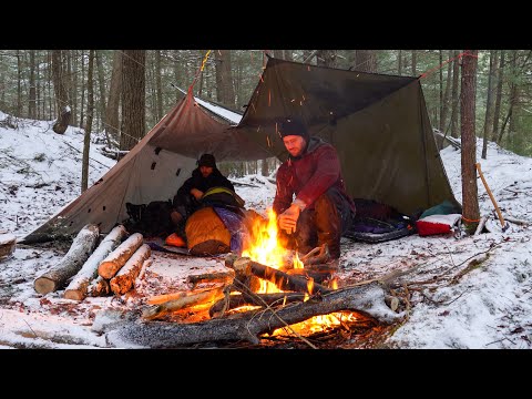 Tarp Camping in the Snow