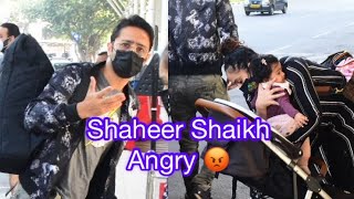 Shaheer Sheikh With Wife Ruchika And kid At Airport Get Protective for family for clicking pics 😟😟