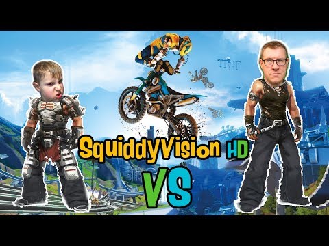 Squiddy Vision HD Let's Play Trials Fusion Dad vs Jase Motorcycle Racing Truck Quad