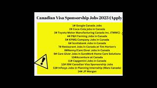 Canadian Visa Sponsorship Jobs 2023 (Apply Now read description) #canadavisa #canadaworkpermit